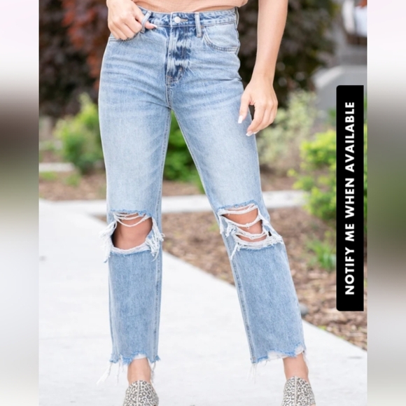 VERVET BY FLYING MONKEY Denim - Vervet Blue Melody 90's Vintage High Rise Relaxed Non Stretch Crop Boho Jean 30